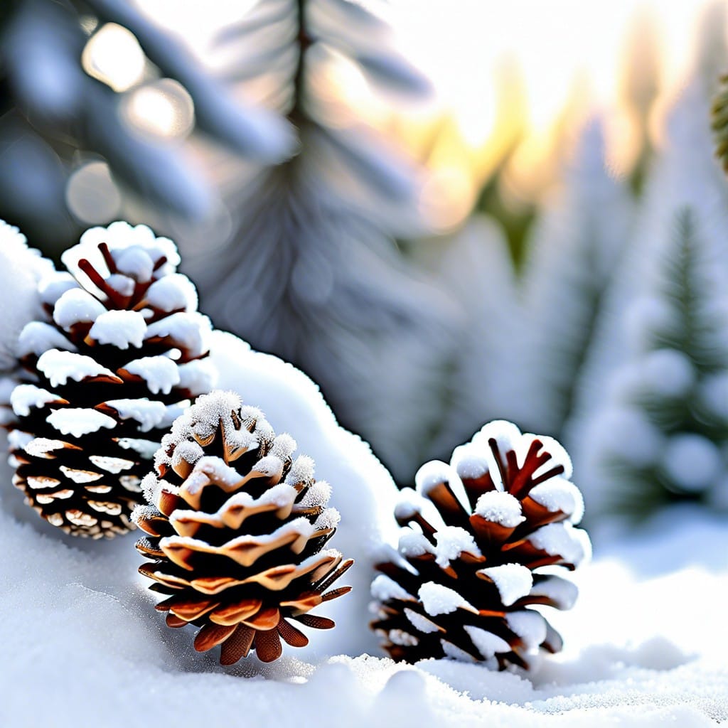 snowy white pine cones