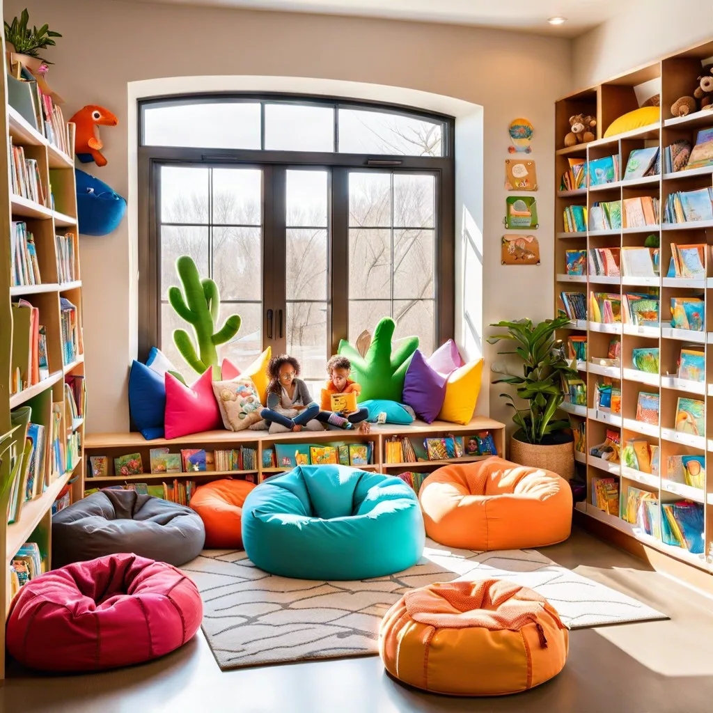 cozy reading nook with bean bags