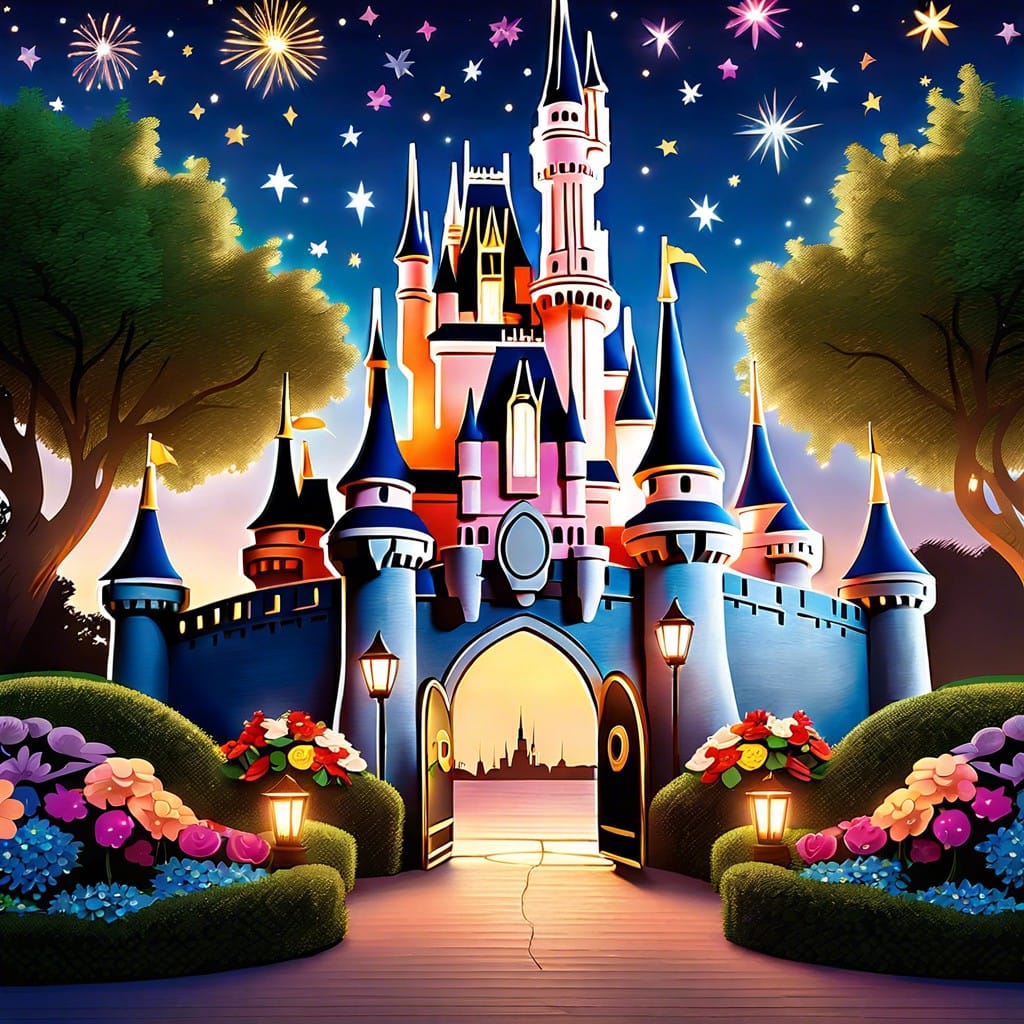 disney princesses castle silhouettes