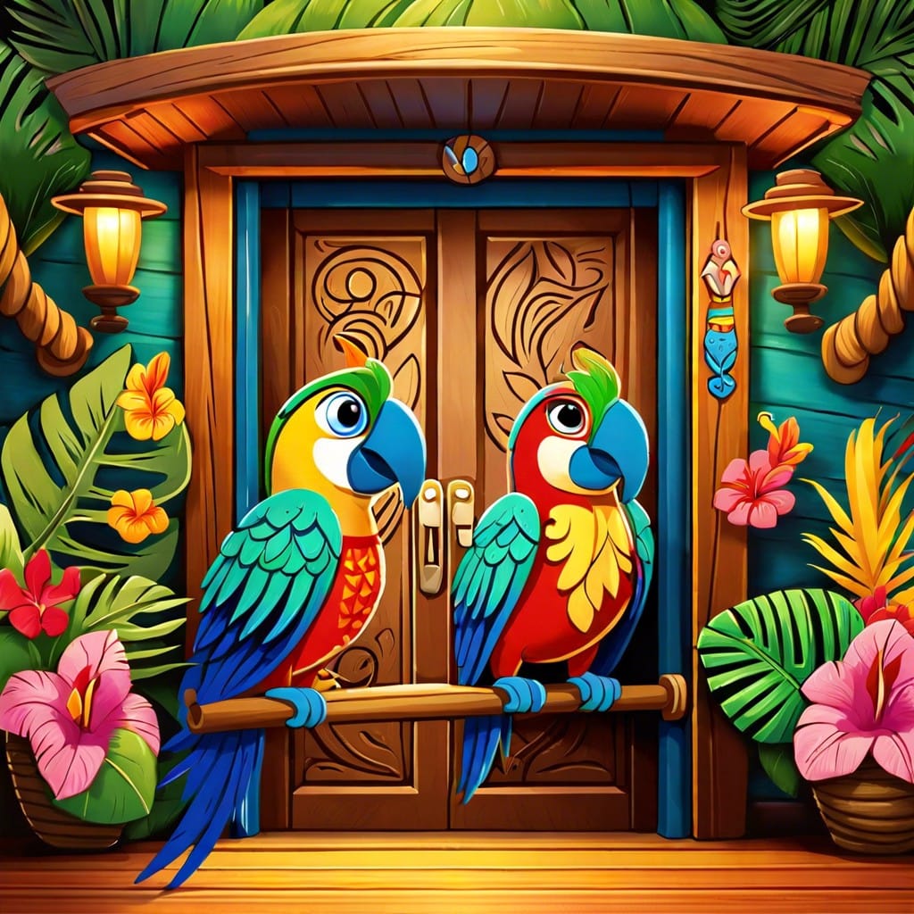 enchanted tiki room with tropical elements