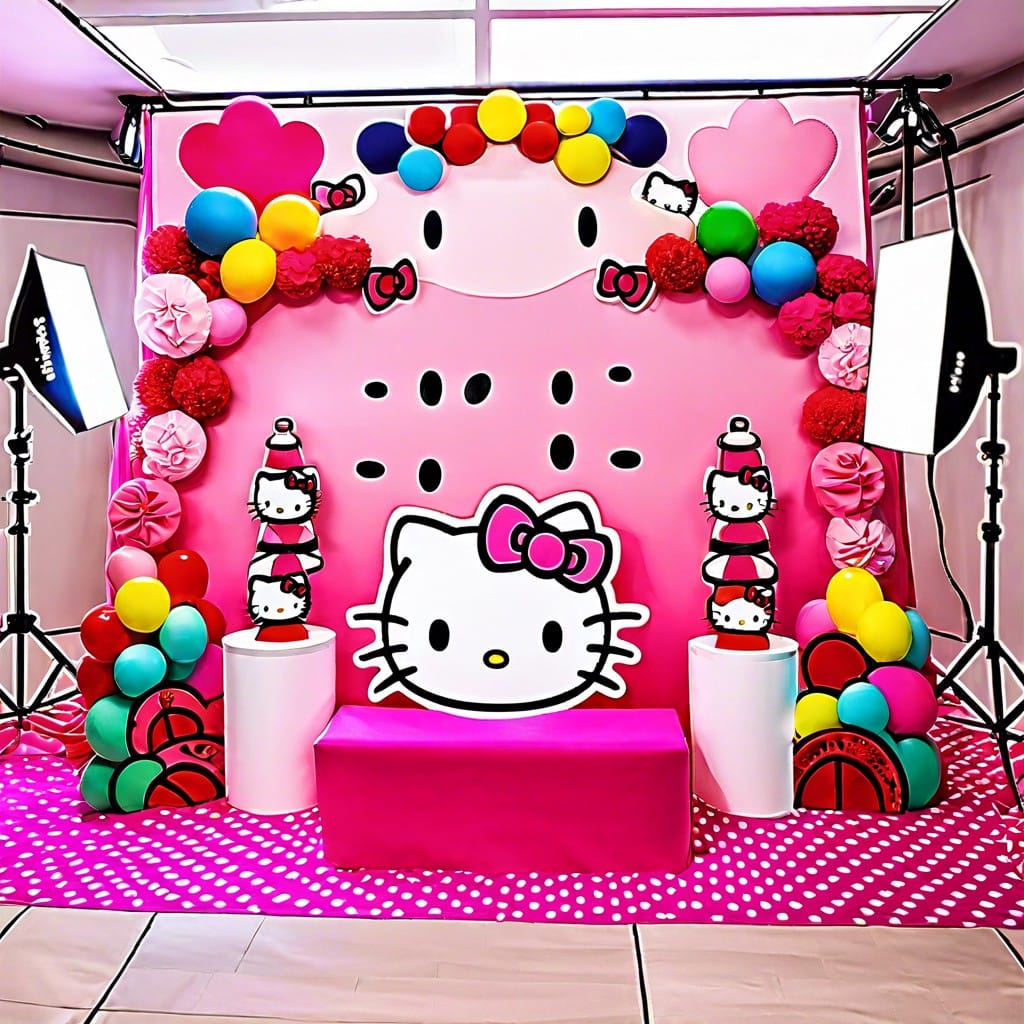 hello kitty themed photo booth with props