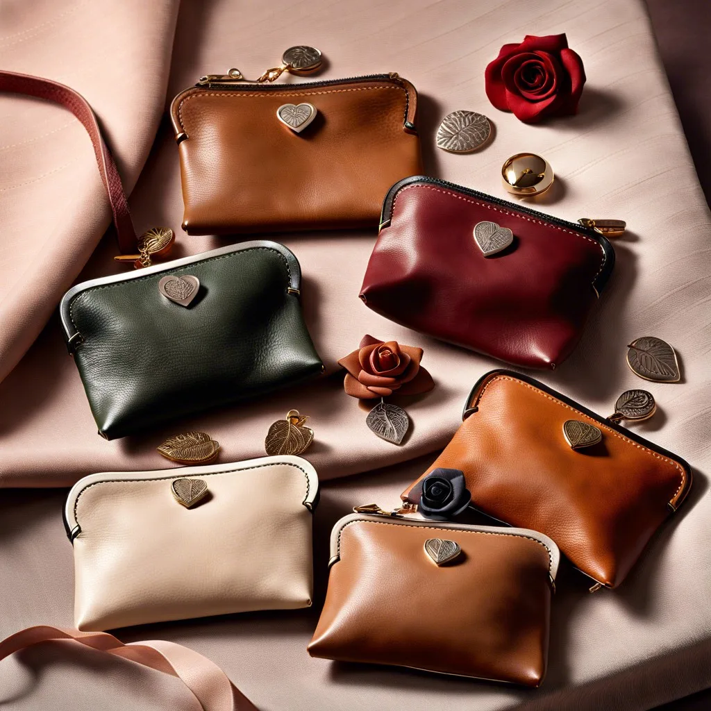 leather pouches with engraved charms