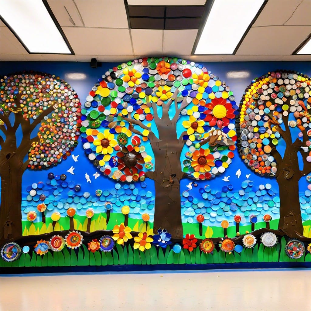 recycled bottle cap mural