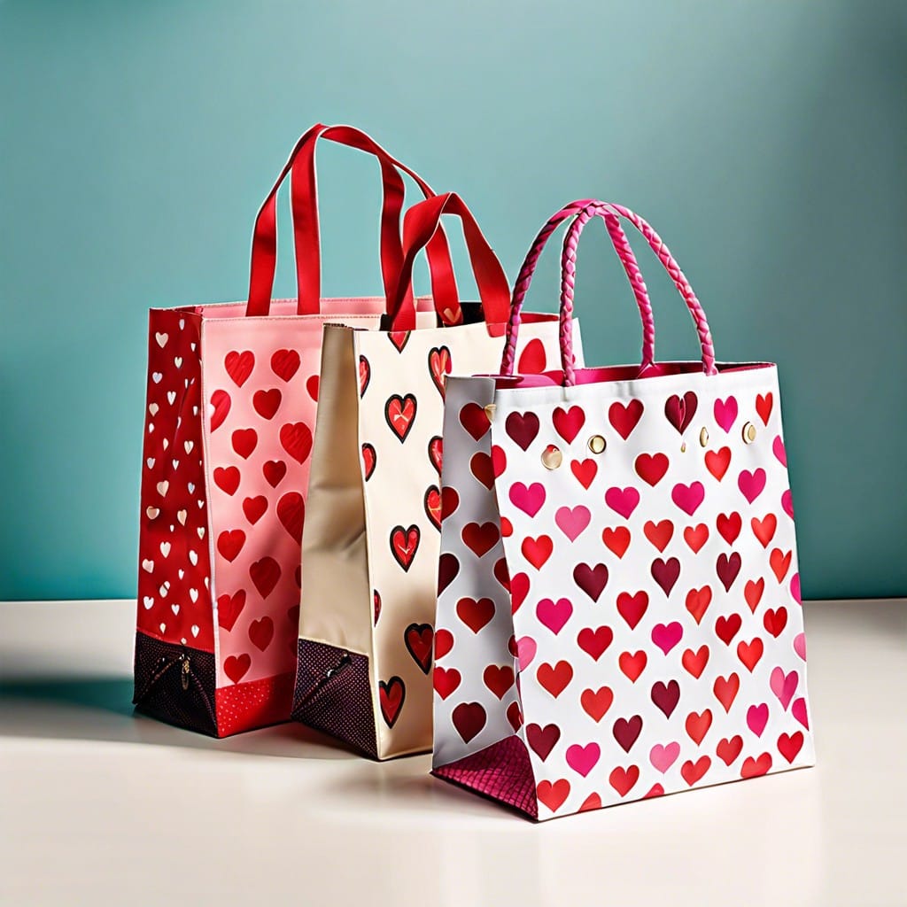 reversible shopping bags with heart patterns