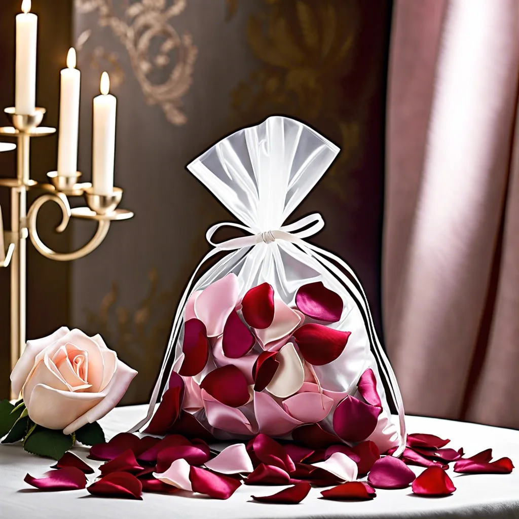 satin bags filled with scented rose petals