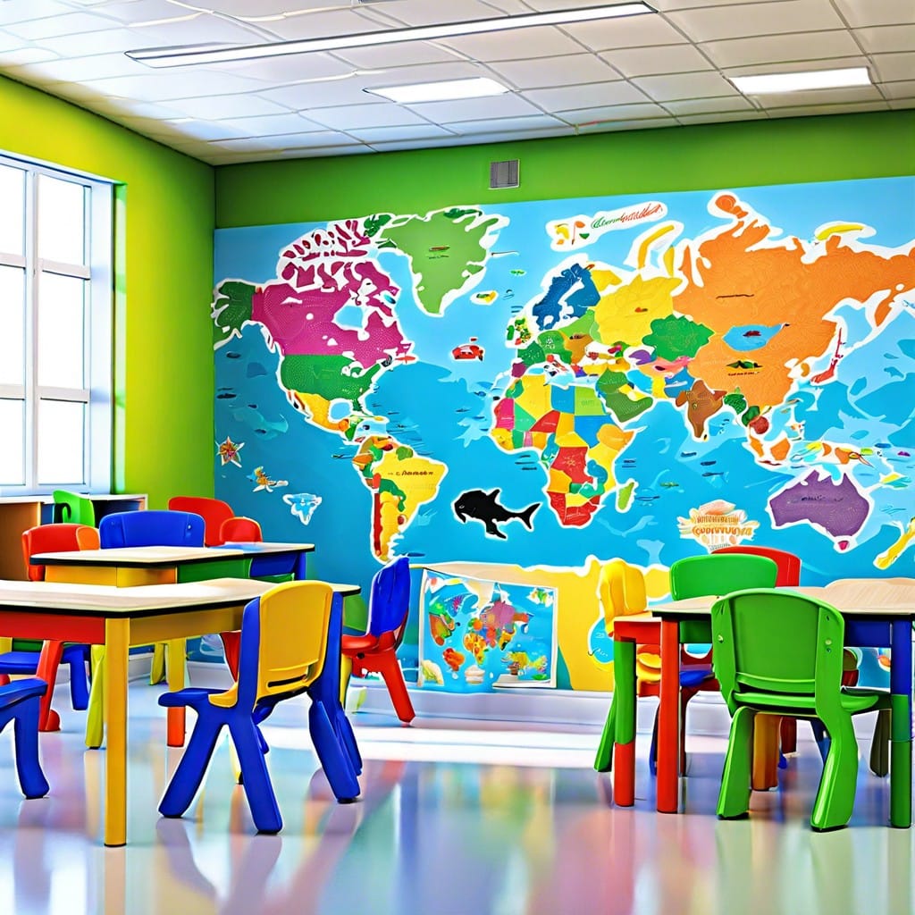 world map mural