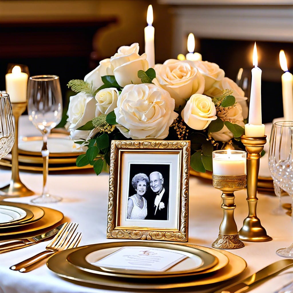 antique gold picture frames as table markers