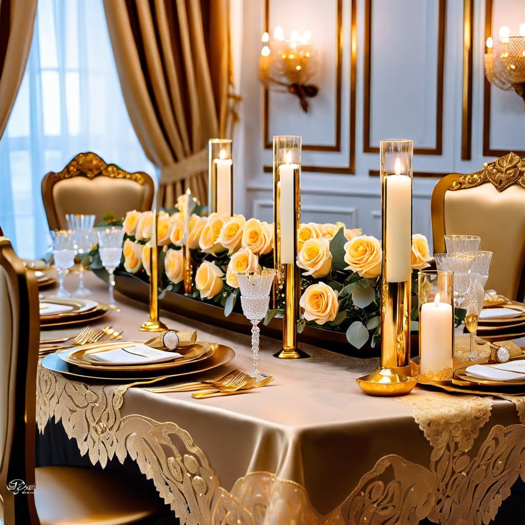 elegant crystal vases with golden roses