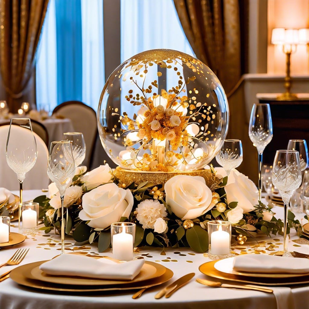 gold confetti filled glass globes