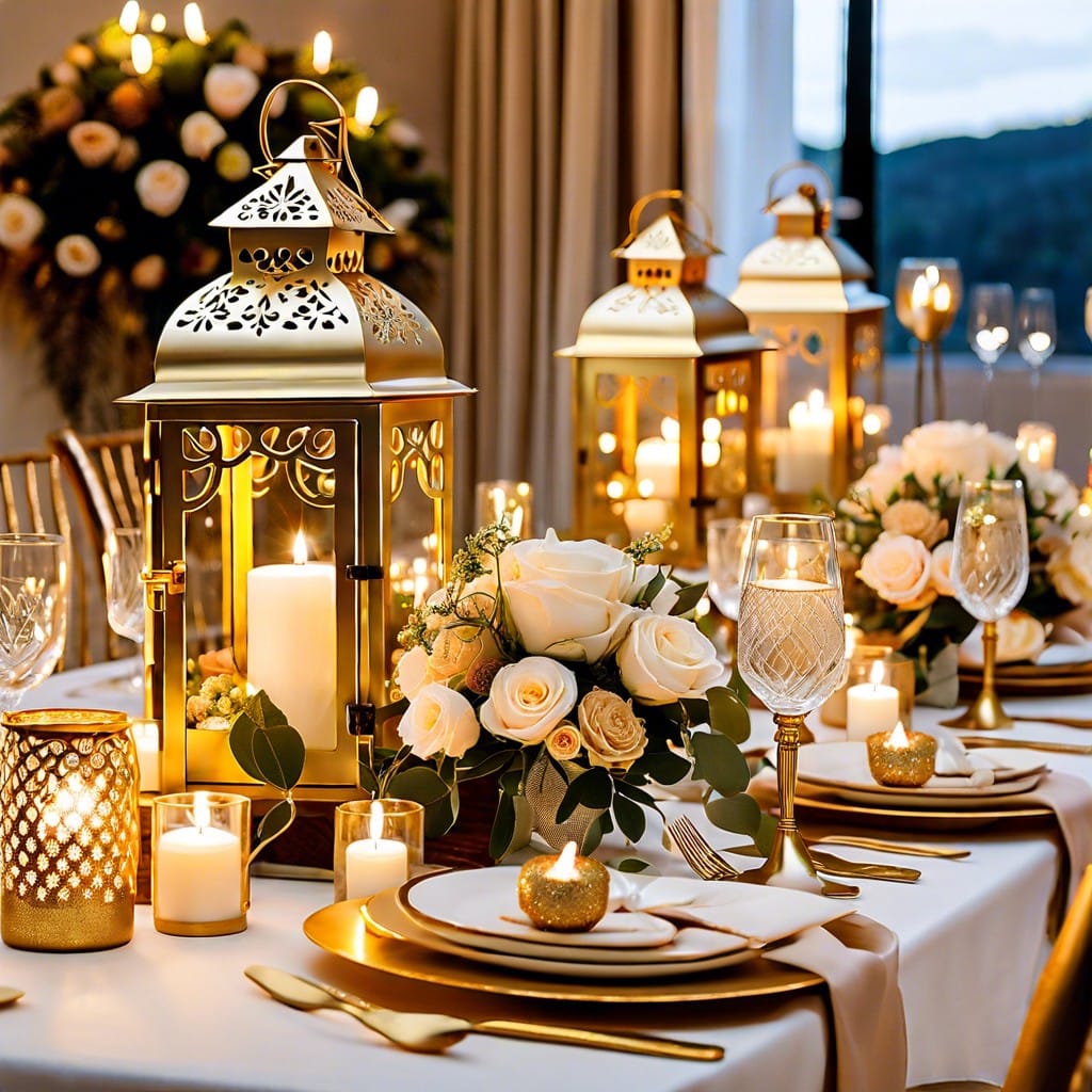 golden lanterns with fairy lights