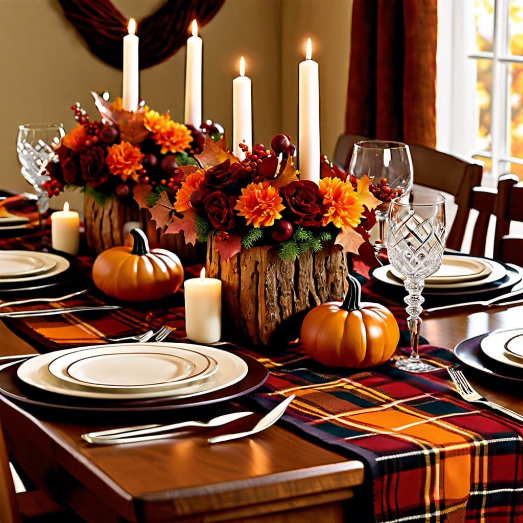 plaid table runners