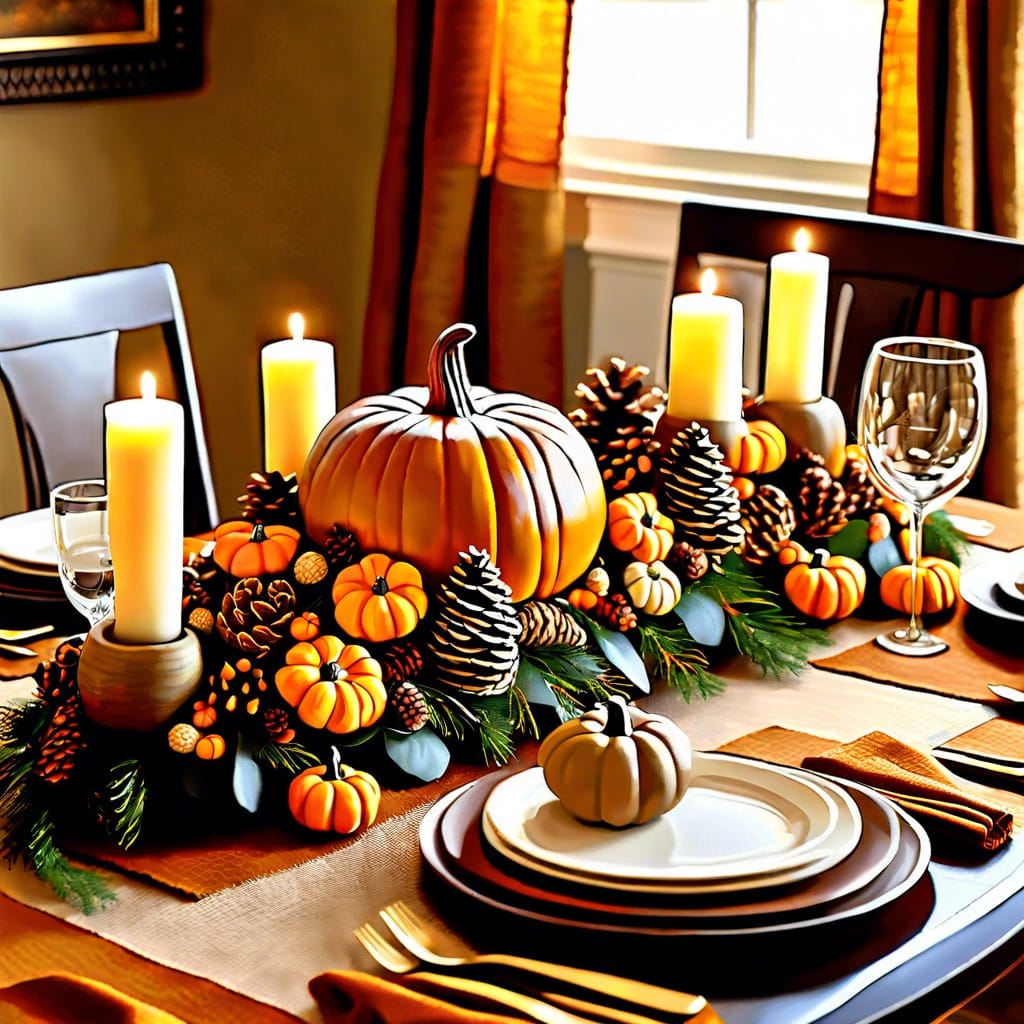 pumpkin and pinecone centerpieces