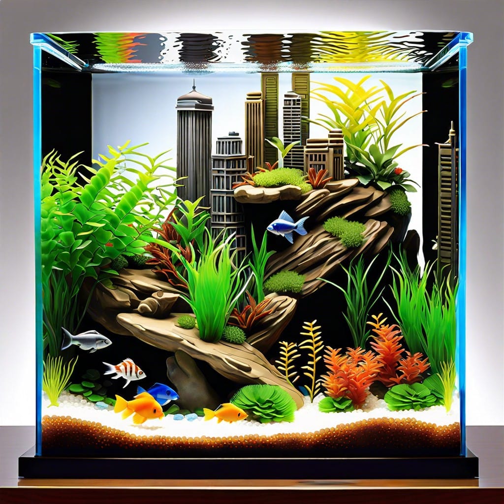 urban aquarium tiny skyscrapers and model cars