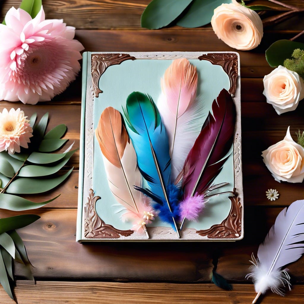 feather embellished photo album