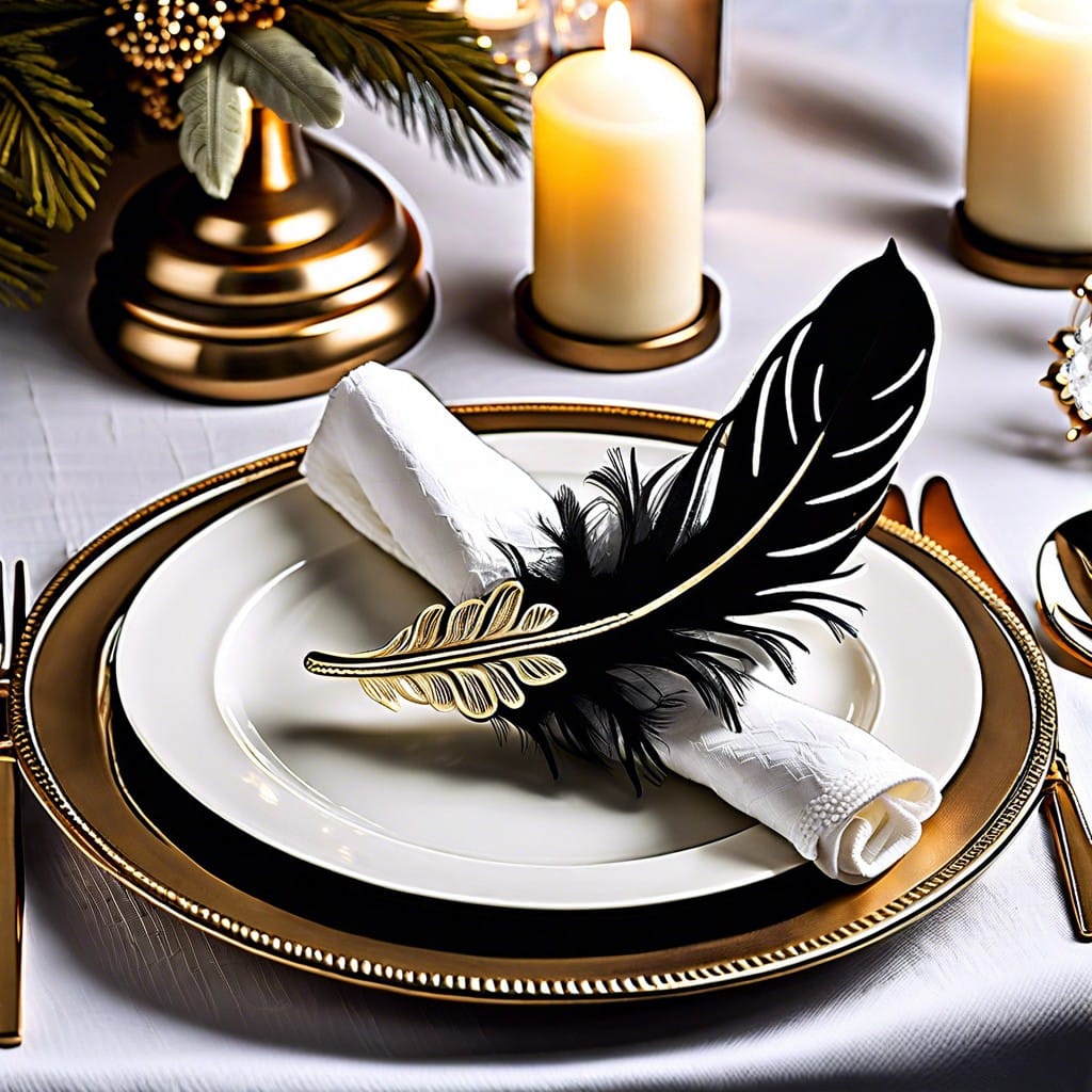 feather napkin rings for dining