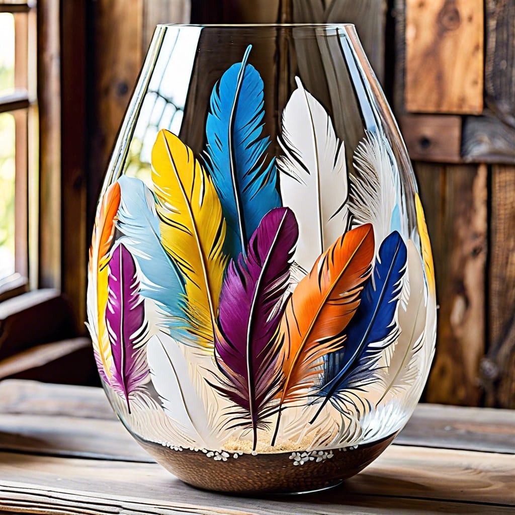 hand painted feather vase filler