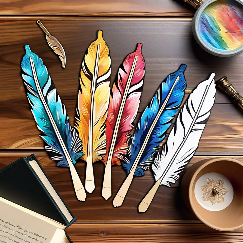 painted feather bookmarks