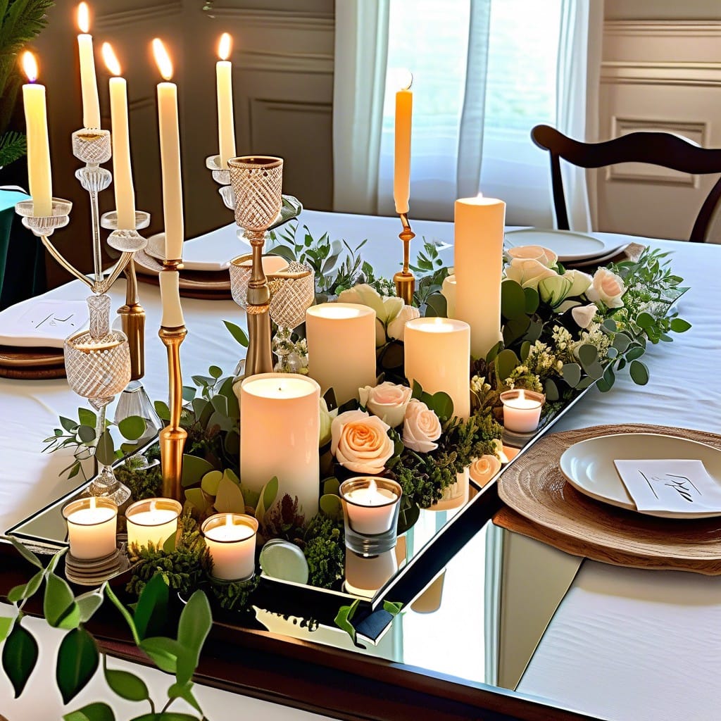 mirror trays with votives