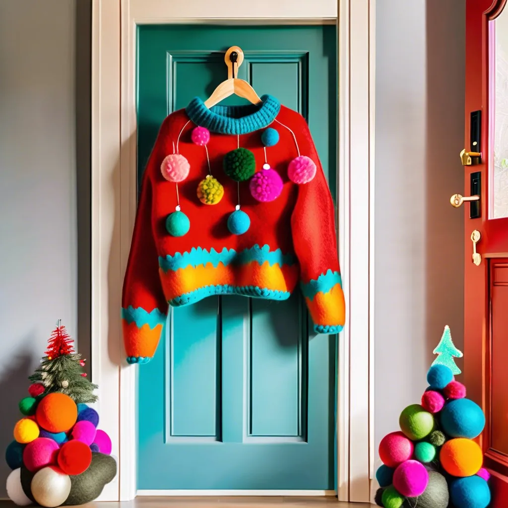 oversized felt sweater with pom pom ornaments