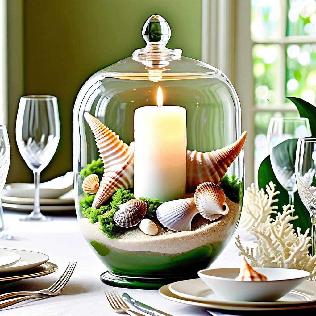 seashell and sand centerpieces