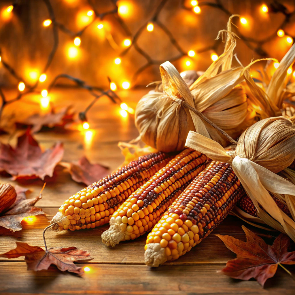 decorative corn bundles with led string lights