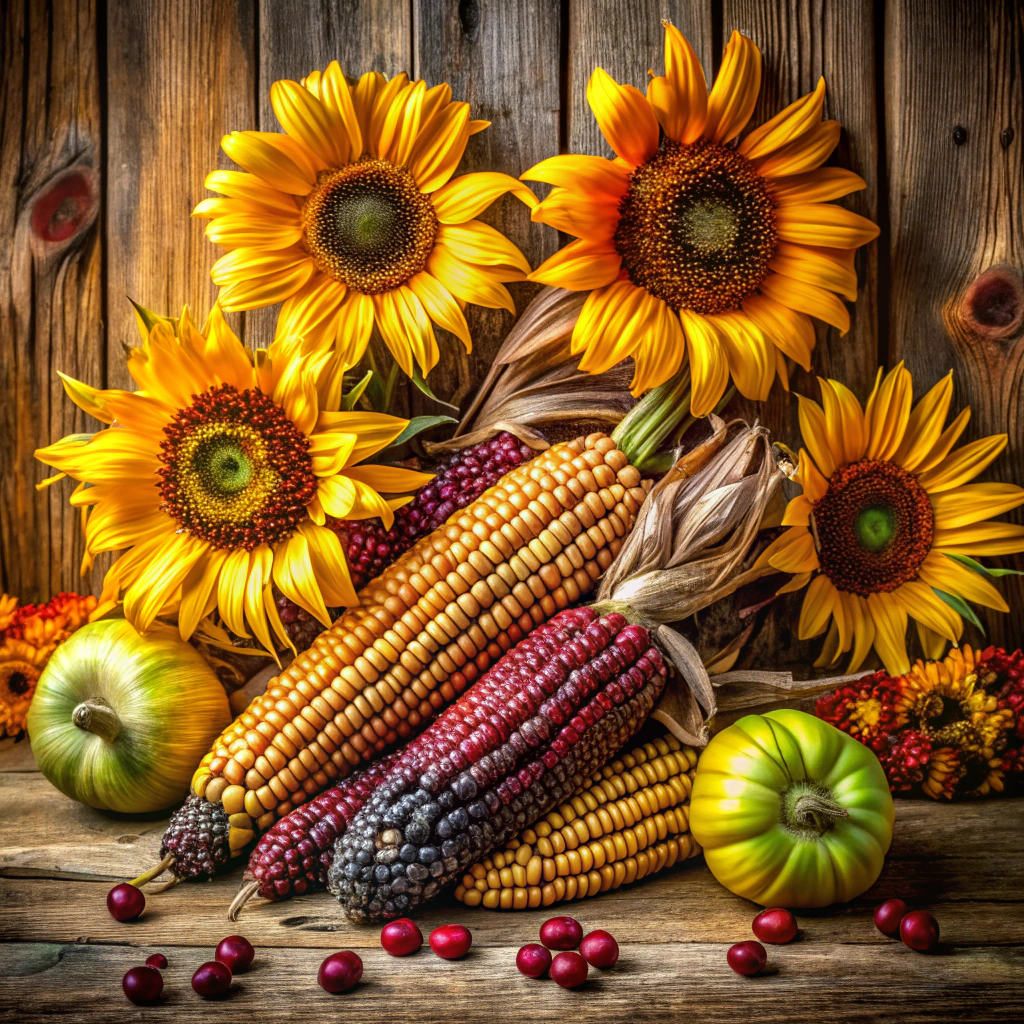 indian corn and sunflower wall art