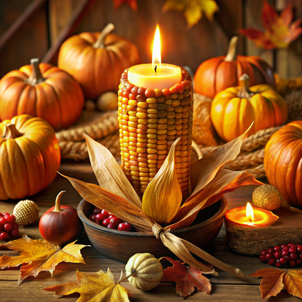 indian corn candle holder wraps