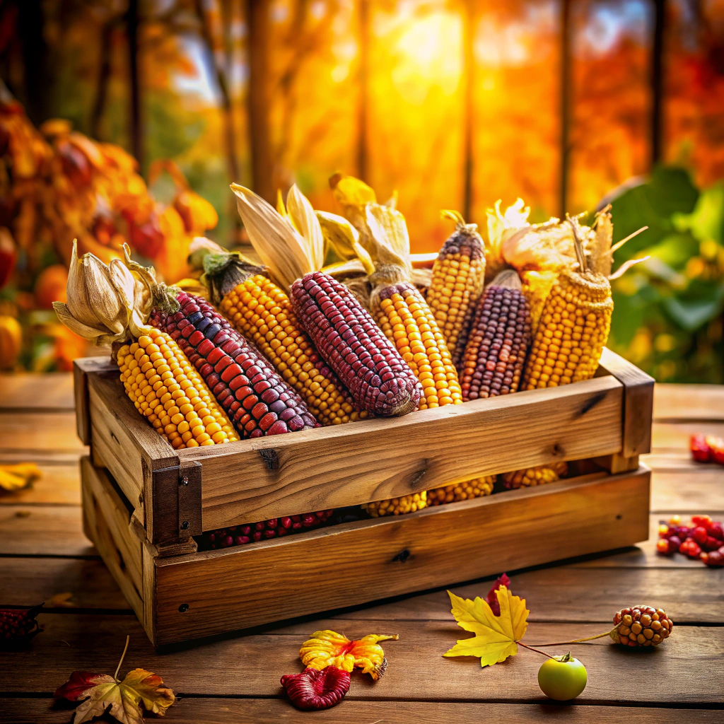 indian corn in wooden crates for porch decor