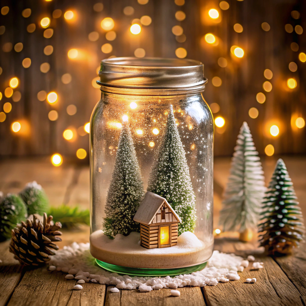 mason jar snow globe centerpieces