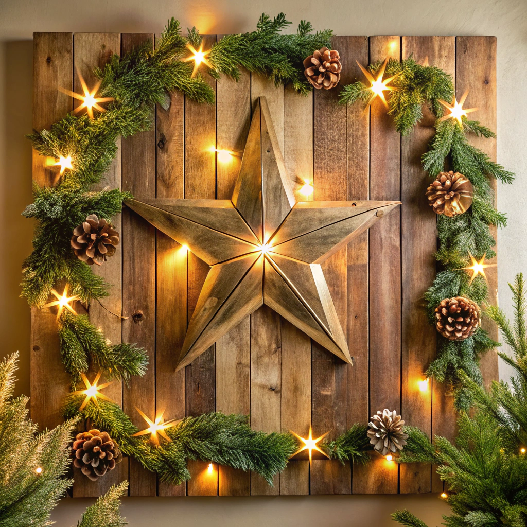 rustic wooden star wall art