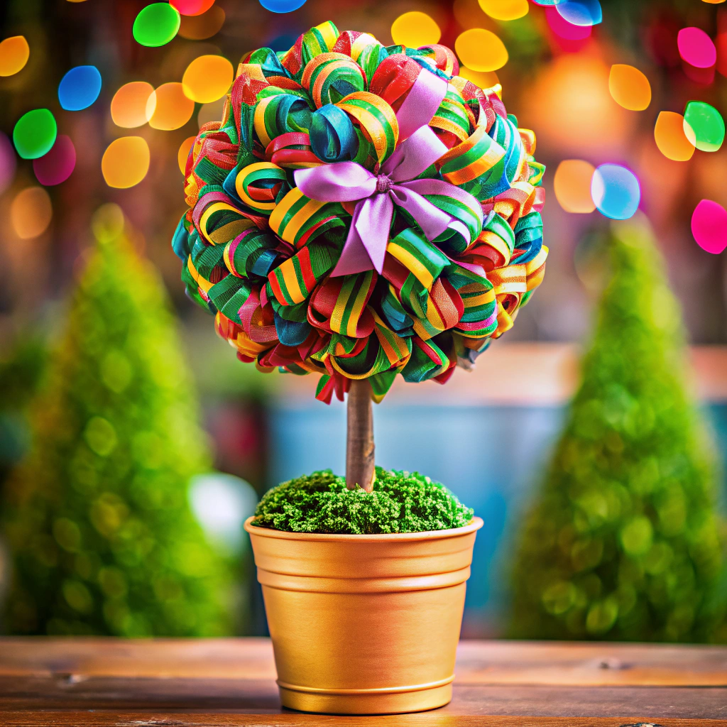 ribbon topiary wrap ribbons around a foam shape to form a decorative topiary