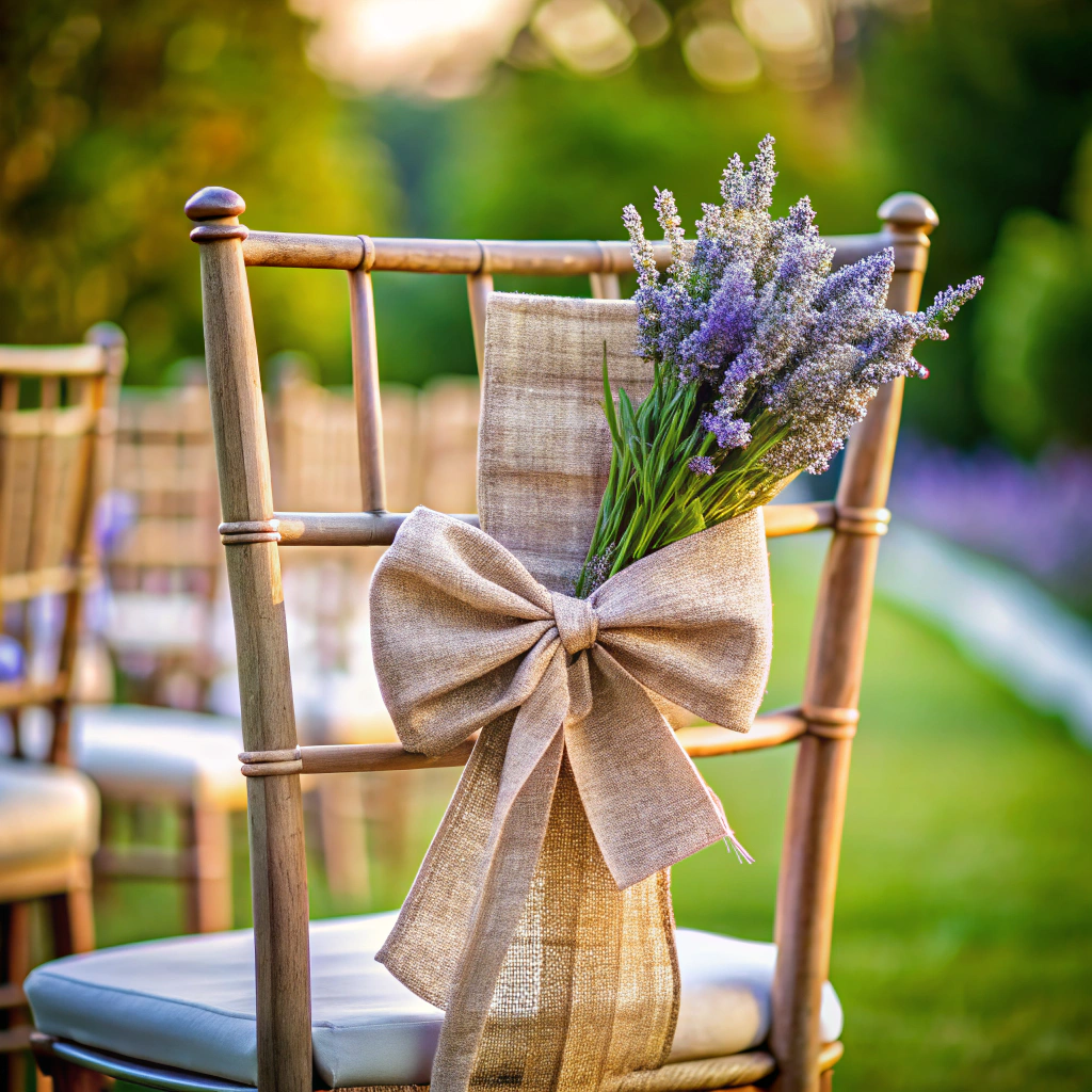 burlap bows with lavender sprigs