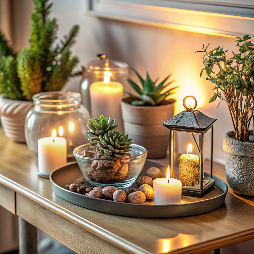 decorative tray with small trinkets