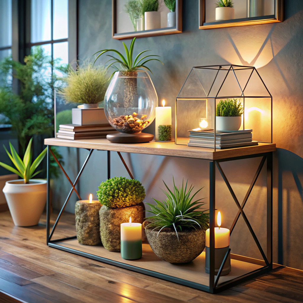 geometric terrarium with air plants