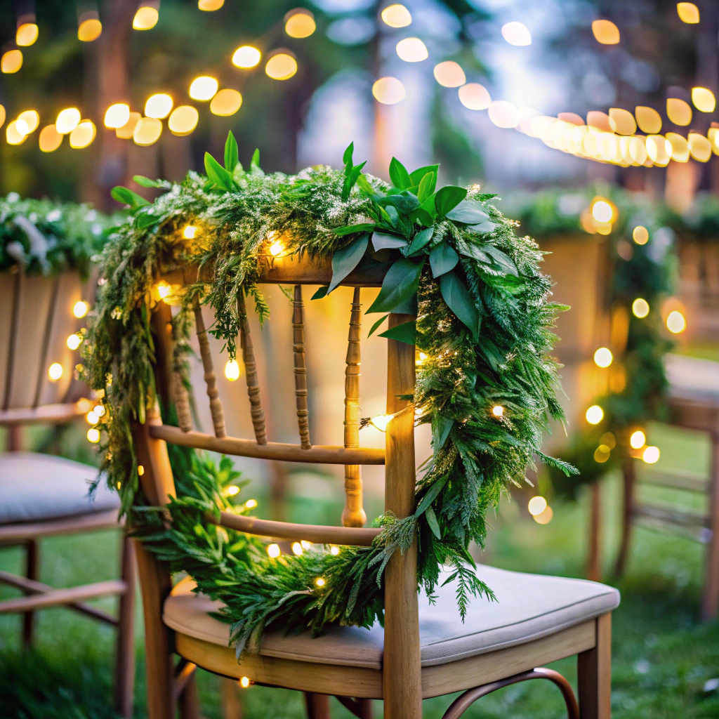 greenery garlands with fairy lights