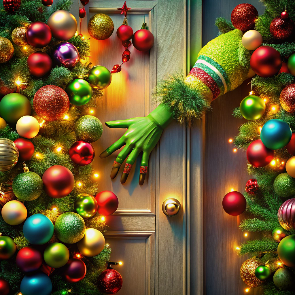 grinch hand stealing ornaments