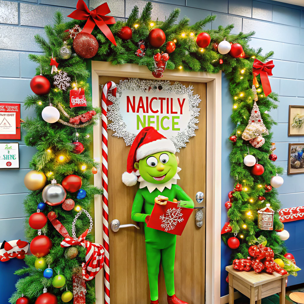 grinch in a santa suit with naughtynice list