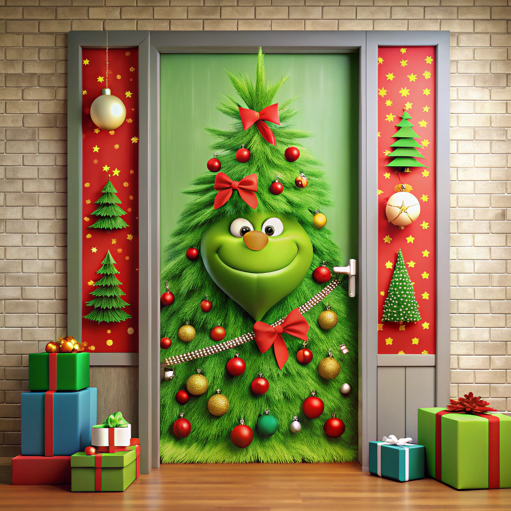 grinch themed advent calendar door