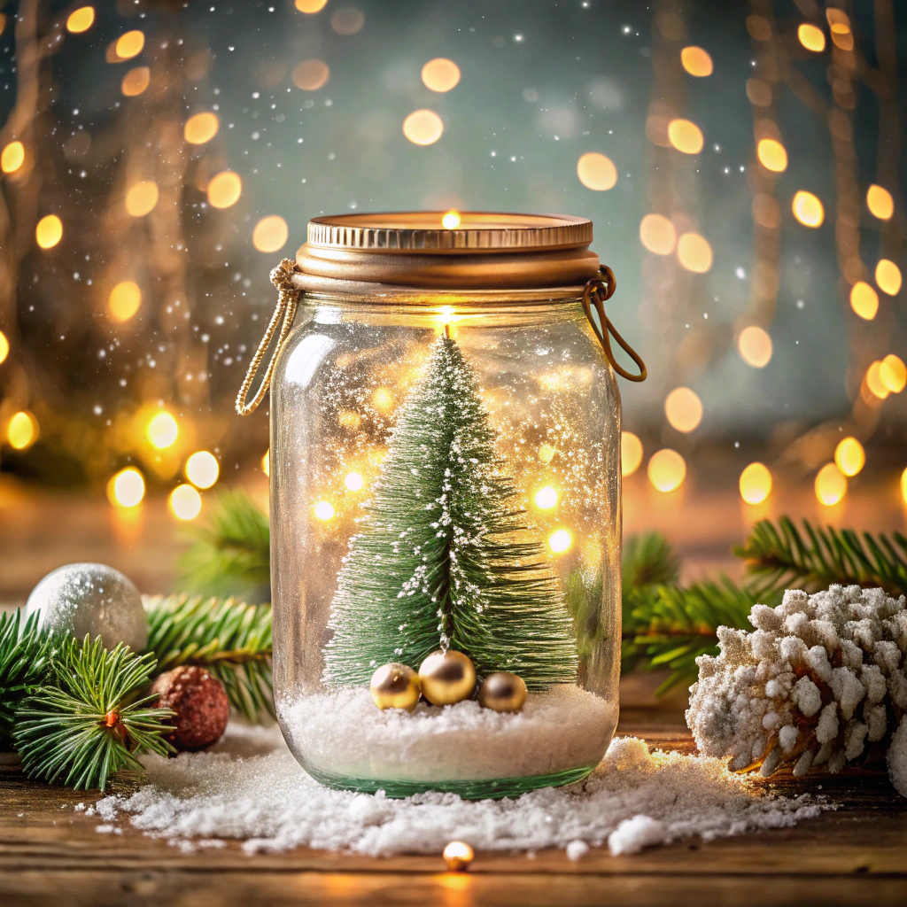 led mason jar snow globes