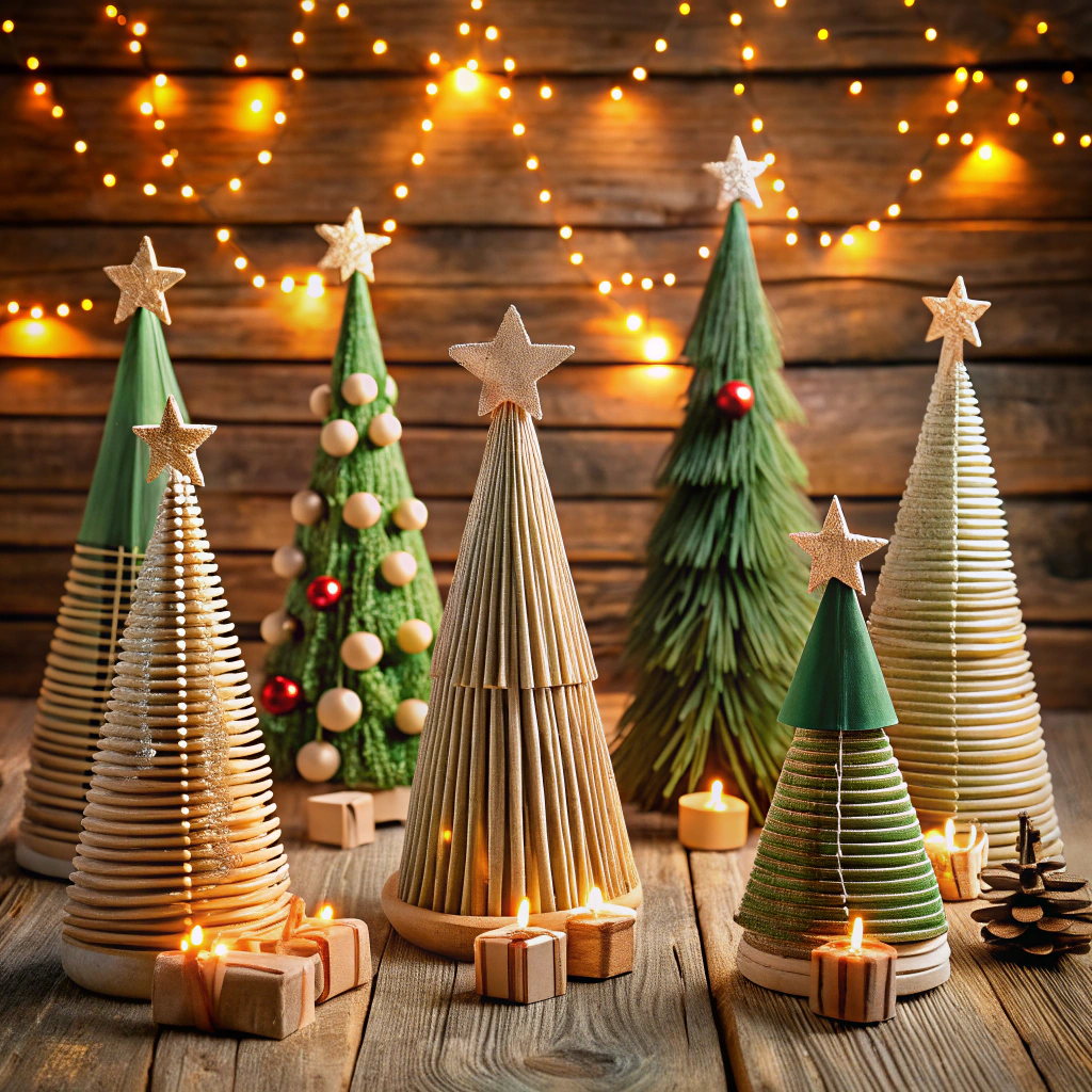 paper straw christmas trees
