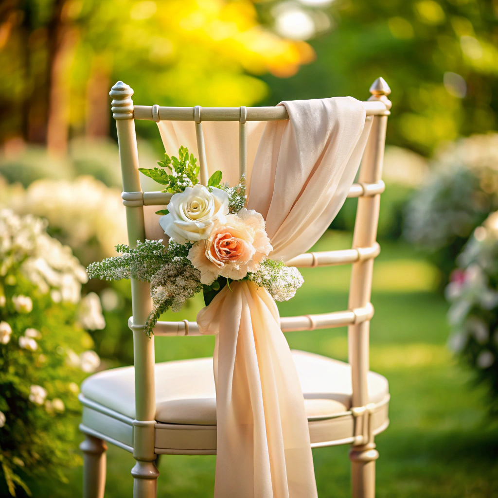 sash with a single fresh flower