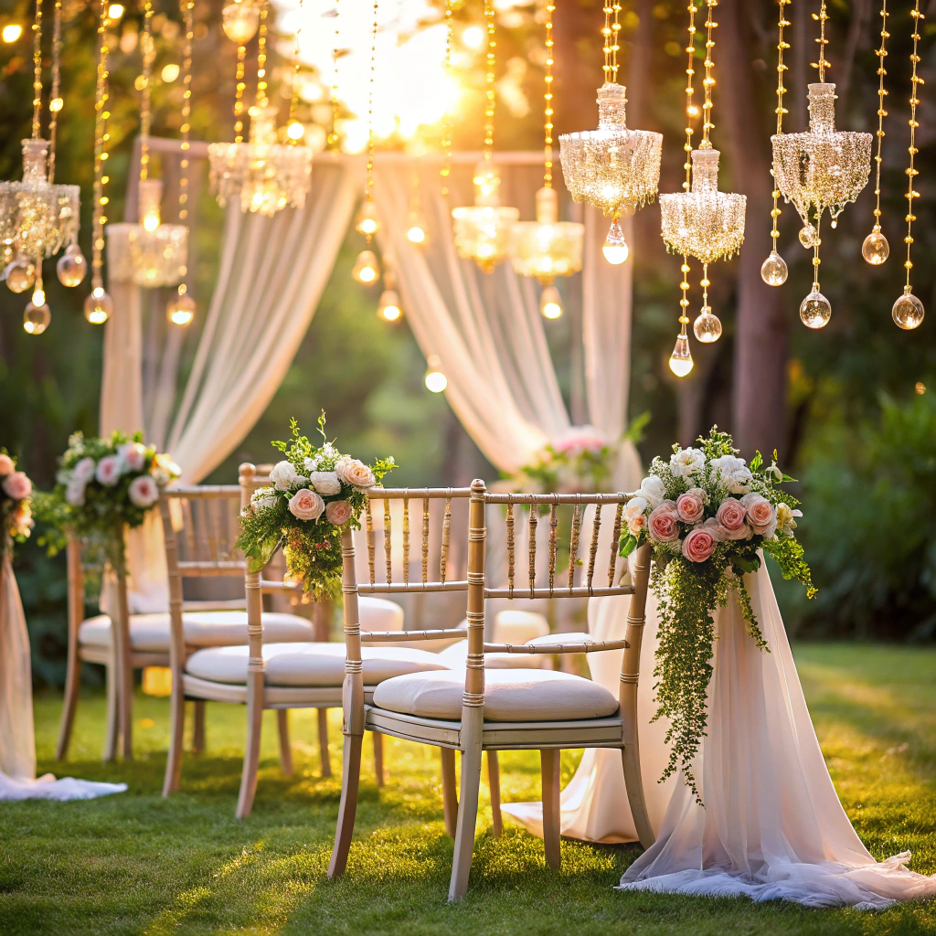 tulle with dangling crystals