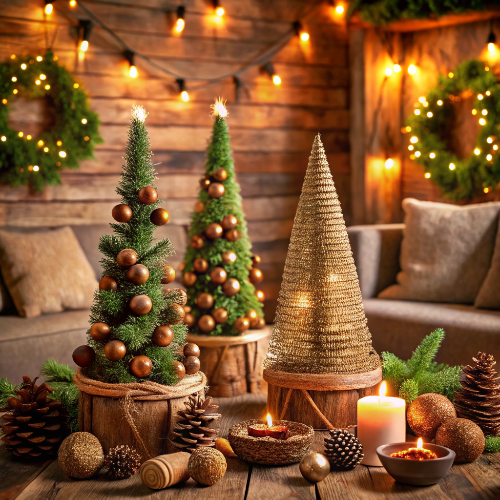 twine wrapped christmas trees