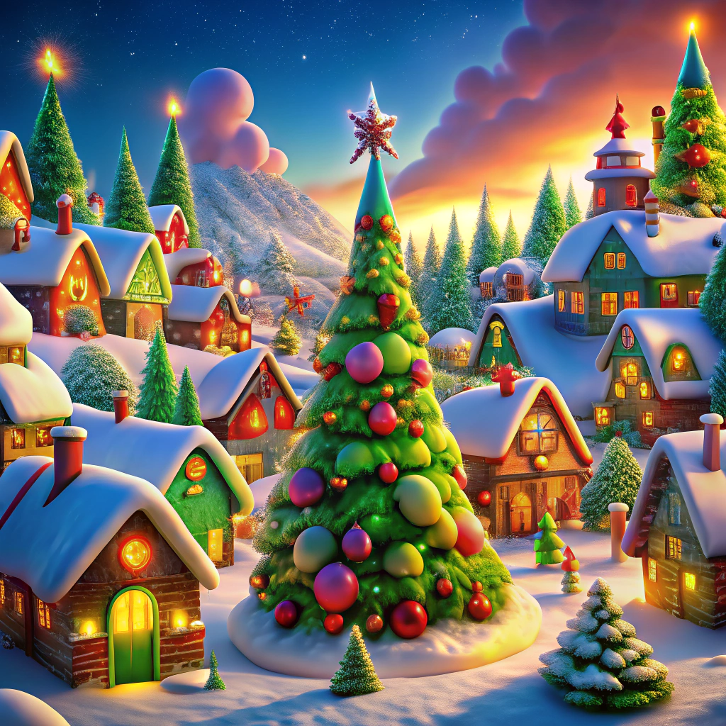 who ville town scene with grinch