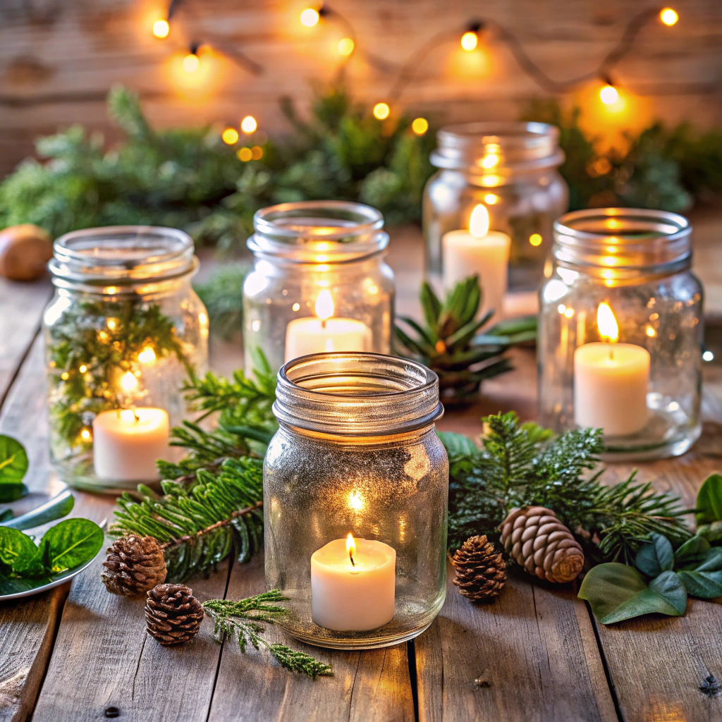 mason jars with led tea lights