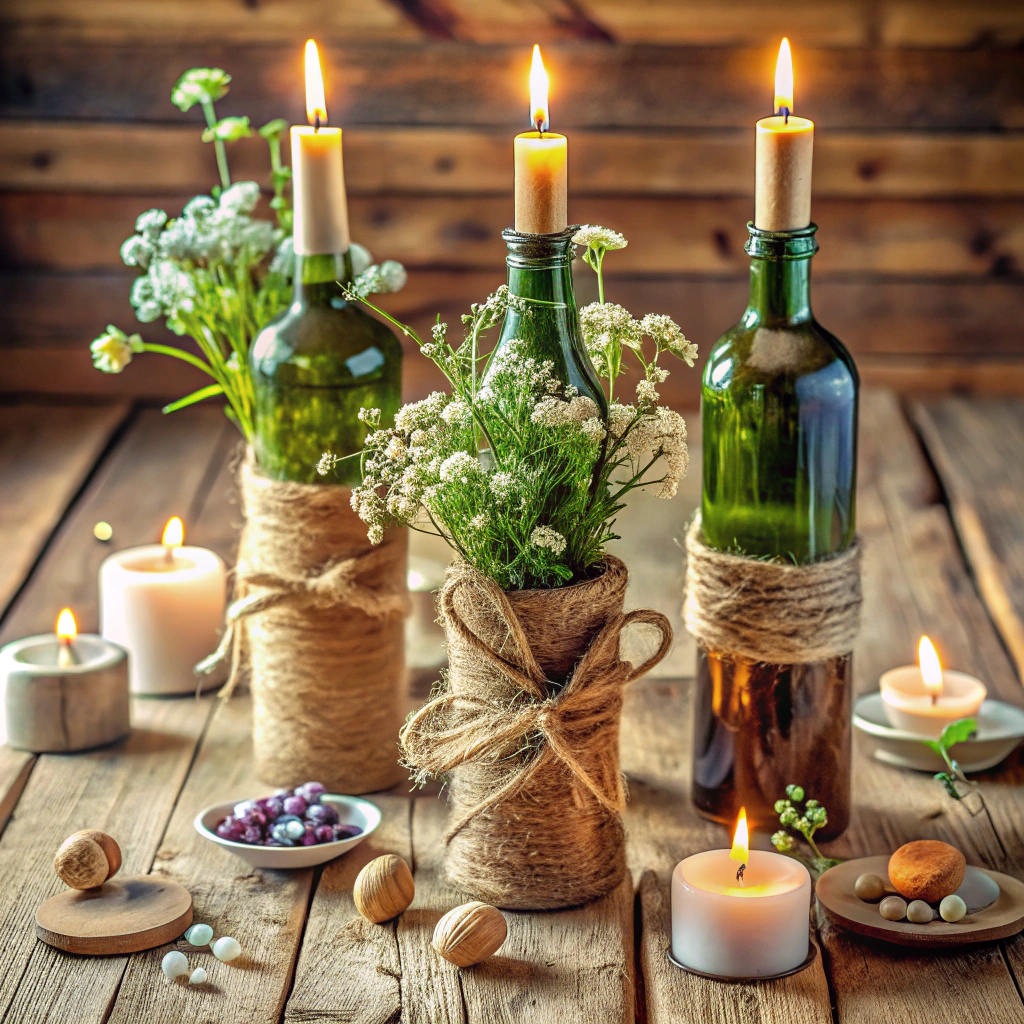 twine wrapped wine bottles