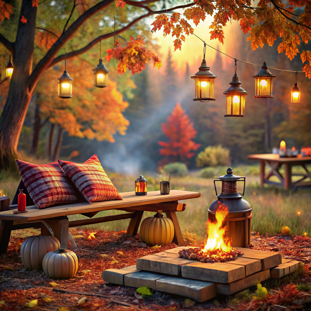 cosy campfire setting