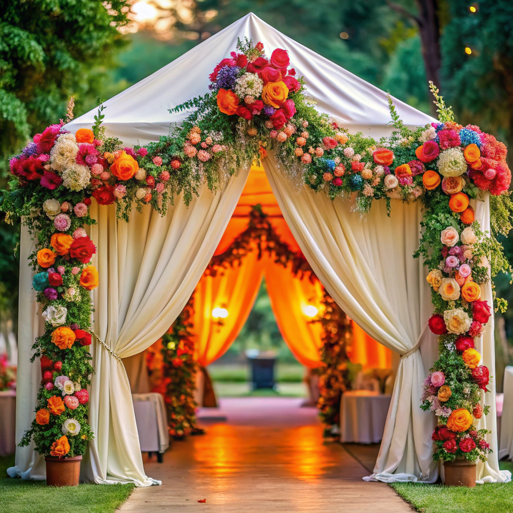 create a flower garland entrance