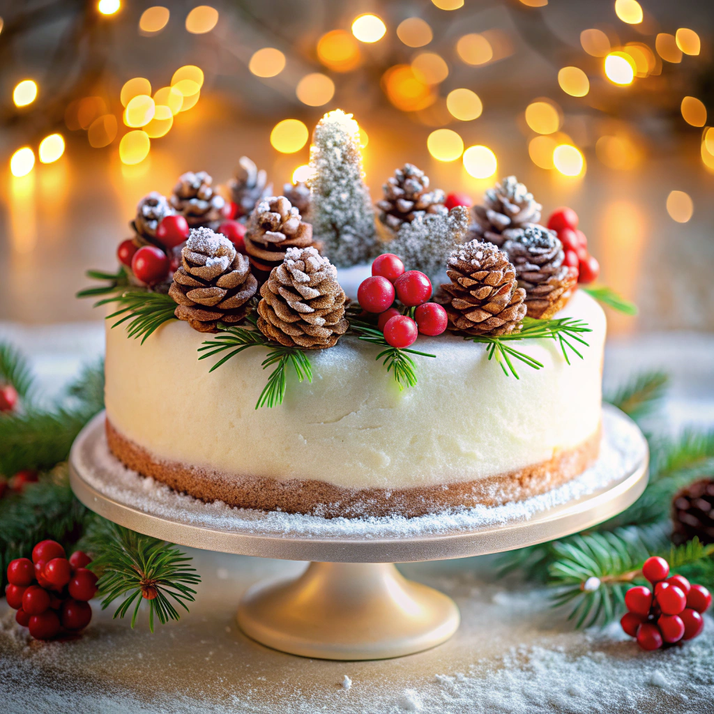 frosted pinecones and berries