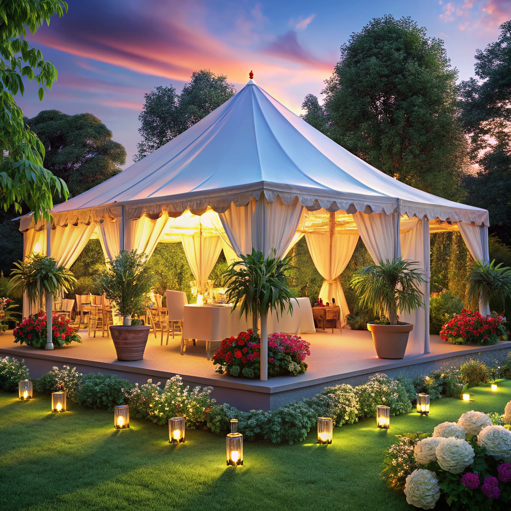 line the tent edges with potted plants